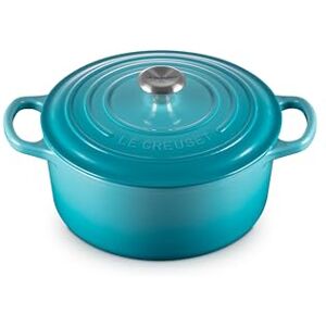 LE CREUSET Signature Enamelled Cast Iron Round Casserole Dish With Lid, 22 cm, 3.3 Litre, Caribbean LE CREUSET Signature Enamelled Cast Iron Round Casserole Dish With Lid, 22 cm, 3.3 Litre, Caribbean