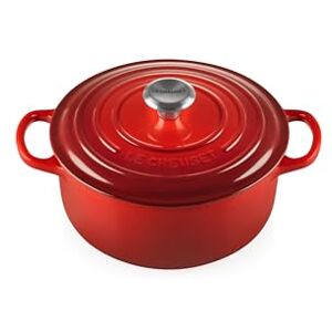 LE CREUSET Signature Enamelled Cast Iron Round Casserole Dish With Lid, 20 cm, 2.4 Litre, Cerise, 21177200602430 LE CREUSET Signature Enamelled Cast Iron Round Casserole Dish With Lid, 20 cm, 2.4 Litre, Cerise, 21177200602430
