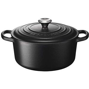 LE CREUSET Signature Enamelled Cast Iron Round Casserole Dish With Lid, 22 cm, 3.3 Litre, Matte Black, 21177220000430 LE CREUSET Signature Enamelled Cast Iron Round Casserole Dish With Lid, 22 cm, 3.3 Litre, Matte Black, 21177220000430
