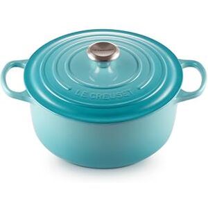 LE CREUSET Signature Enamelled Cast Iron Round Casserole Dish With Lid, 26 cm, 5.3 Litre, Caribbean LE CREUSET Signature Enamelled Cast Iron Round Casserole Dish With Lid, 26 cm, 5.3 Litre, Caribbean