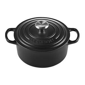 LE CREUSET Signature Enamelled Cast Iron Round Casserole Dish with Lid, 18 cm, 1.8 Litre, Matte Black, 21177180000430 LE CREUSET Signature Enamelled Cast Iron Round Casserole Dish with Lid, 18 cm, 1.8 Litre, Matte Black, 21177180000430