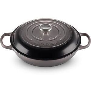 LE CREUSET Signature Enamelled Cast Iron Shallow Casserole Dish With Lid, 30 cm, 3.5 Litres, Flint, 21180304442430 LE CREUSET Signature Enamelled Cast Iron Shallow Casserole Dish With Lid, 30 cm, 3.5 Litres, Flint, 21180304442430