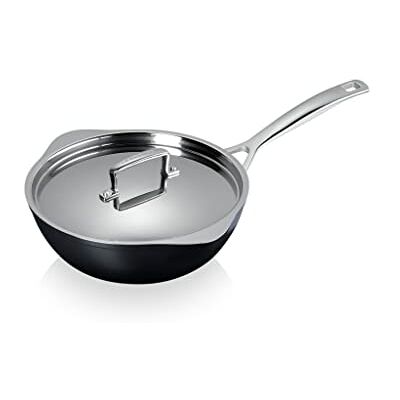 LE CREUSET Toughned 51101240013100 Non-Stick Frying Pan with Spouts and Lid 24 x 8.5 cm Silver LE CREUSET Toughned 51101240013100 Non-Stick Frying Pan with Spouts and Lid 24 x 8.5 cm Silver