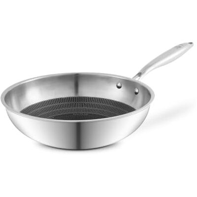 Tower Geo-Clad 28cm Hybrid Wok Tri-Ply Induction Compatible Cookware, CeramiShield™ Non-Stick Coating, Fast Even Heat, Metal Utensil Safe, T900371 Tower Geo-Clad 28cm Hybrid Wok Tri-Ply Induction Compatible Cookware, CeramiShield™ Non-Stick Coating, Fast Even Heat, Metal Utensil Safe, T900371