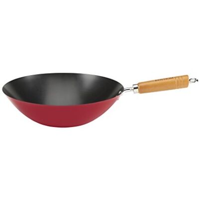 PROFINO – 31 cm Non-Stick Carbon Steel Wok – Rot lackiert- Every Day New PROFINO – 31 cm Non-Stick Carbon Steel Wok – Rot lackiert- Every Day New