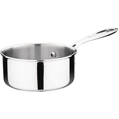 NISBETS Vogue Tri Wall Saucepan 900 ml, Size: 140(Dia)mm, Stainless Steel & Aluminium Induction Hob, Gas, Electric & Solid Top Compatible Lid Sold Separately (Y422), Y244 NISBETS Vogue Tri Wall Saucepan 900 ml, Size: 140(Dia)mm, Stainless Steel & Aluminium Induction Hob, Gas, Electric & Solid Top Compatible Lid Sold Separately (Y422), Y244