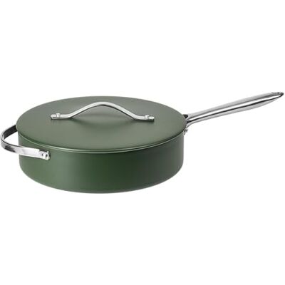Prochef 26cm Ceramic Non Stick Induction Saute Pan, PFAS-Free Aluminium, Green Prochef 26cm Ceramic Non Stick Induction Saute Pan, PFAS-Free Aluminium, Green