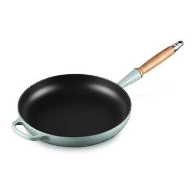 LE CREUSET Signature Cast Iron Frying Pan with Wooden Handle 28cm Sea Salt LE CREUSET Signature Cast Iron Frying Pan with Wooden Handle 28cm Sea Salt