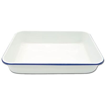 Zenker Enamel Large Roasting Dish, Vintage Design, Roasting Tin, Perfect for Roasts, Pies & Pastries, Easy to Clean, Oven Safe Up to 230 Degrees Celsius, PTFE & PFOA Free, 40x28.5cm, White & Blue Zenker Enamel Large Roasting Dish, Vintage Design, Roasting Tin, Perfect for Roasts, Pies & Pastries, Easy to Clean, Oven Safe Up to 230 Degrees Celsius, PTFE & PFOA Free, 40x28.5cm, White & Blue
