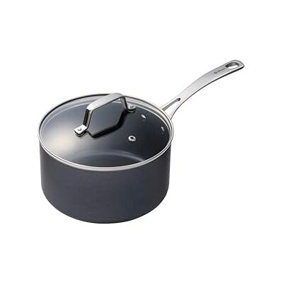 Kyocera Ceramic Saucepan with Ceramic Non-Stick Coating, 20 cm, PFAS/PTFE Free, Stainless Steel Handle, Suitable for All Hob Types, Includes Glass Lid, Charcoal Kyocera Ceramic Saucepan with Ceramic Non-Stick Coating, 20 cm, PFAS/PTFE Free, Stainless Steel Handle, Suitable for All Hob Types, Includes Glass Lid, Charcoal