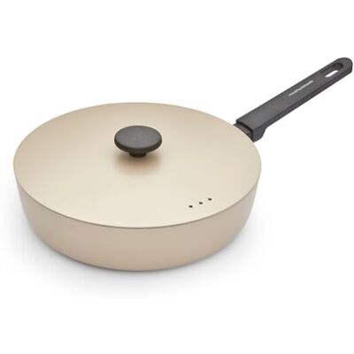 Morphy Richards Saute Pan, Forged Aluminium, 28cm, Non Stick Ceramic Coating, Soft Touch Handles, Oven Safe Up to 180c, Suitable for All Hobs, Cream, 852504 Morphy Richards Saute Pan, Forged Aluminium, 28cm, Non Stick Ceramic Coating, Soft Touch Handles, Oven Safe Up to 180c, Suitable for All Hobs, Cream, 852504