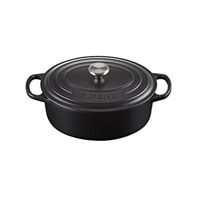 LE CREUSET Signature Enamelled Cast Iron Oval Casserole Dish With Lid, 29 cm, 4.7 Litre, Matte Black, 21178290000430 LE CREUSET Signature Enamelled Cast Iron Oval Casserole Dish With Lid, 29 cm, 4.7 Litre, Matte Black, 21178290000430