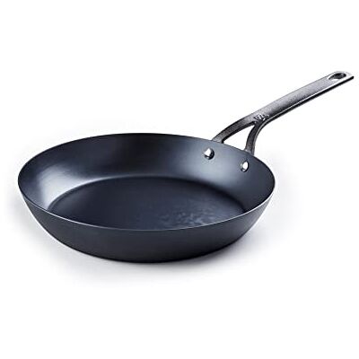 BK Black Steel Pre-Seasoned 26 cm Carbon Steel Frying Pan Skillet, Suitable for Induction, Oven & Broiler Safe up to 350C, Durable and Professional, Black BK Black Steel Pre-Seasoned 26 cm Carbon Steel Frying Pan Skillet, Suitable for Induction, Oven & Broiler Safe up to 350C, Durable and Professional, Black