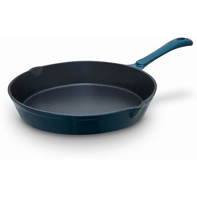 Barbary & Oak Nattura 26cm Cast Iron Round Pan, Durable Enamel Interior, Induction Compatible, Dual Side Spouts, Agave, BO800255AGV Barbary & Oak Nattura 26cm Cast Iron Round Pan, Durable Enamel Interior, Induction Compatible, Dual Side Spouts, Agave, BO800255AGV