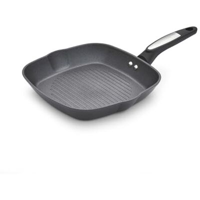 Morphy Richards Grill Pan, Forged Aluminium Ceramica, Square, 26cm, Non-Stick Ceramic Coating, Dual Pouring Spouts, Suitable for All Hobs, Black, 850701 Morphy Richards Grill Pan, Forged Aluminium Ceramica, Square, 26cm, Non-Stick Ceramic Coating, Dual Pouring Spouts, Suitable for All Hobs, Black, 850701