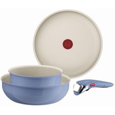 Tefal Ingenio Blue 4-Piece Non-Stick Cookware Set – Induction Frying Pan, Wok, Saucepan, Detachable Handle, Oven Safe, Stackable, Compact RV Kitchen Organiser, L8294S04 Tefal Ingenio Blue 4-Piece Non-Stick Cookware Set – Induction Frying Pan, Wok, Saucepan, Detachable Handle, Oven Safe, Stackable, Compact RV Kitchen Organiser, L8294S04