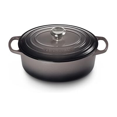 LE CREUSET Signature Enamelled Cast Iron Casserole Dish with Lid Oval, 29 cm, 4.7 Litres, Flint, 21178294442430 LE CREUSET Signature Enamelled Cast Iron Casserole Dish with Lid Oval, 29 cm, 4.7 Litres, Flint, 21178294442430