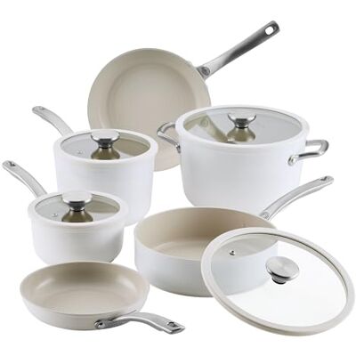 Circulon Halo with LaserDefense Induction Hob Ceramic Non Stick Pan Set of 6 – Made Without PFAS, Non Toxic Ceramic Cookware, Dishwasher & Oven Safe 2X Frying Pan, 2X Saucepan, Stock Pot, Saute Pan Circulon Halo with LaserDefense Induction Hob Ceramic Non Stick Pan Set of 6 – Made Without PFAS, Non Toxic Ceramic Cookware, Dishwasher & Oven Safe 2X Frying Pan, 2X Saucepan, Stock Pot, Saute Pan