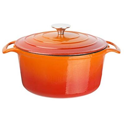 NISBETS Vogue GH303 Round Orange Casserole Dish Large 125X235mm 4Ltr Cast Iron Cocotte Creuset NISBETS Vogue GH303 Round Orange Casserole Dish Large 125X235mm 4Ltr Cast Iron Cocotte Creuset