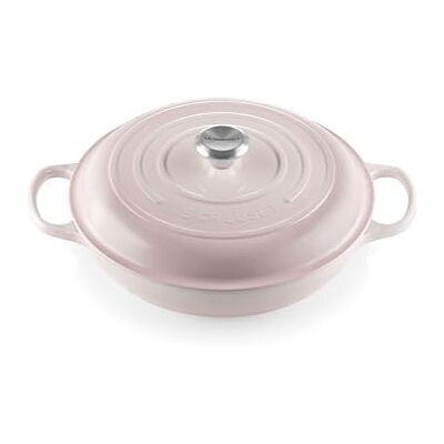 LE CREUSET Signature Sh.Casserole/Braiser 30cm Shell Pink SS Knob LE CREUSET Signature Sh.Casserole/Braiser 30cm Shell Pink SS Knob