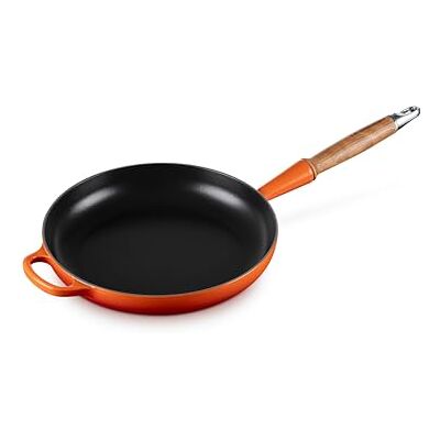LE CREUSET Signature Cast Iron Frying Pan with Wooden Handle 24cm Volcanic, 20258240900422 LE CREUSET Signature Cast Iron Frying Pan with Wooden Handle 24cm Volcanic, 20258240900422