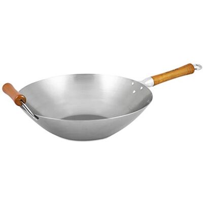 Ken Hom Carbon Steel Wok, 36cm, Excellence, Induction Hobs Suitable/Natural Patina Non-Stick/Beech Handle/Metal Tool Safe, Includes 1 x Chinese Wok Frying Pan, Ken Hom Carbon Steel Wok, 36cm, Excellence, Induction Hobs Suitable/Natural Patina Non-Stick/Beech Handle/Metal Tool Safe, Includes 1 x Chinese Wok Frying Pan,