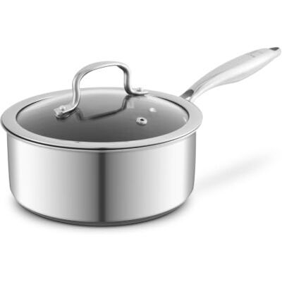 Tower Ti-Clad 18cm Hybrid Saucepan with Glass Lid Titanium-Infused Tri-Ply Induction Cookware, CeramiShield™ Pro Non-Stick, Enhanced Browning, Metal Utensil Safe, T900337GRY Tower Ti-Clad 18cm Hybrid Saucepan with Glass Lid Titanium-Infused Tri-Ply Induction Cookware, CeramiShield™ Pro Non-Stick, Enhanced Browning, Metal Utensil Safe, T900337GRY