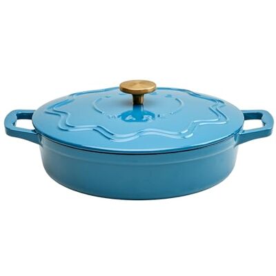 Judge ware Shallow Cast Iron Dutch Oven Casserole Dish with Lid (Blue) Cookware pot for bread baking, stews & braising. PFAS-free, dishwasher safe, oven safe to 240°C. All hob types. Judge ware Shallow Cast Iron Dutch Oven Casserole Dish with Lid (Blue) Cookware pot for bread baking, stews & braising. PFAS-free, dishwasher safe, oven safe to 240°C. All hob types.