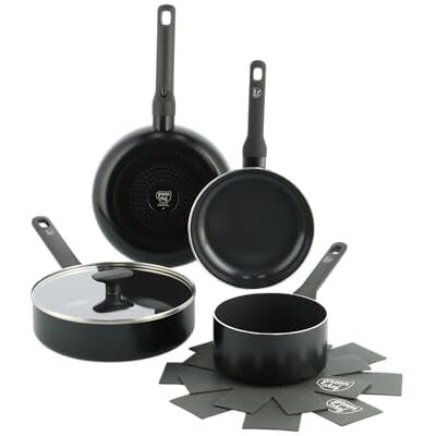 Greenpan GreenChef Tones 7-Piece Ceramic Non-Stick Cookware Set, Frying Pans, Saucepans, Sautepan, Pan Protector, Induction, PFAS Free, Dishwasher Safe, Oven Safe, Black Greenpan GreenChef Tones 7-Piece Ceramic Non-Stick Cookware Set, Frying Pans, Saucepans, Sautepan, Pan Protector, Induction, PFAS Free, Dishwasher Safe, Oven Safe, Black