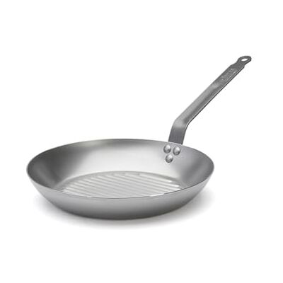 DE BUYER 5530.30 Carbone Plus Round Grill Frying Pan with Riveted Steel Strip Handle, 30 cm Diameter DE BUYER 5530.30 Carbone Plus Round Grill Frying Pan with Riveted Steel Strip Handle, 30 cm Diameter