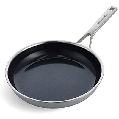 KitchenAid Multi-Ply Stainless Steel PFAS-Free Ceramic Non-Stick 28 cm Frying Pan, 3-Ply, Induction, Multi Clad, Oven Safe, Silver KitchenAid Multi-Ply Stainless Steel PFAS-Free Ceramic Non-Stick 28 cm Frying Pan, 3-Ply, Induction, Multi Clad, Oven Safe, Silver
