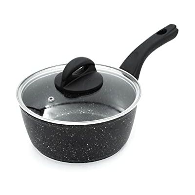 Blackmoor 18cm Saucepan with Tempered Glass Lid/Cool Touch Handle/Non-Stick Ceramic-Coated, PFAS-Free, Suitable for All Hob Types/Black Classic 65740 Blackmoor 18cm Saucepan with Tempered Glass Lid/Cool Touch Handle/Non-Stick Ceramic-Coated, PFAS-Free, Suitable for All Hob Types/Black Classic 65740