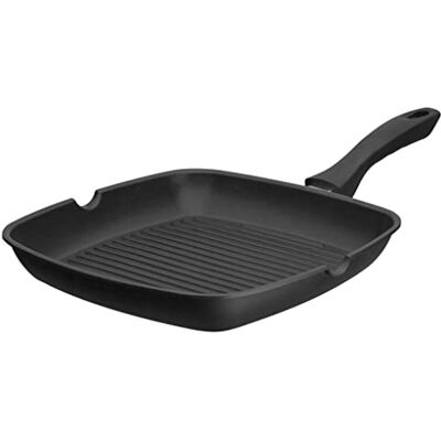 GSW Grillmeister 413251 Grill Pan with 2 Spouts with Grill Base Aluminium Black 28 x 28 cm GSW Grillmeister 413251 Grill Pan with 2 Spouts with Grill Base Aluminium Black 28 x 28 cm