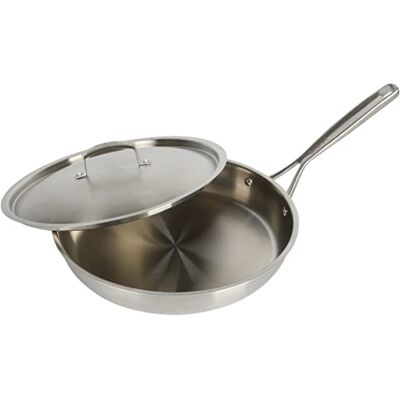 Babish 12 Inch Stainless Steel Triply Professional Grade Fry Pan w/Stainless Lid Babish 12 Inch Stainless Steel Triply Professional Grade Fry Pan w/Stainless Lid