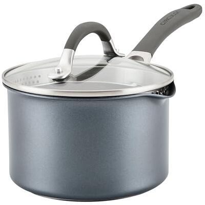 Circulon Scratch Defense Non Stick Saucepan with Lid 16cm 1.8L Induction Saucepan with Straining Lid & Pouring Rims, Dishwasher & Oven Safe Cookware, Graphite Pewter Finish Circulon Scratch Defense Non Stick Saucepan with Lid 16cm 1.8L Induction Saucepan with Straining Lid & Pouring Rims, Dishwasher & Oven Safe Cookware, Graphite Pewter Finish