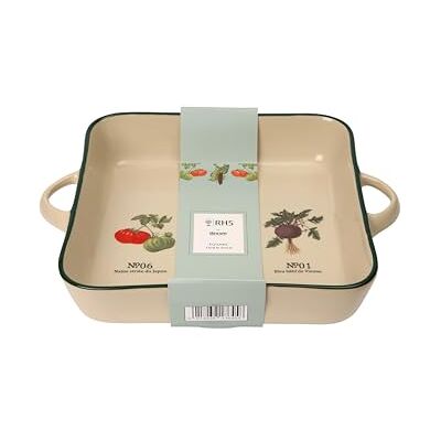 Dexam RHS Benary Vegetables Square Oven Dish, Stoneware Dish for Pies & Lasagne Oven to Table Serving Dish with Handles Dexam RHS Benary Vegetables Square Oven Dish, Stoneware Dish for Pies & Lasagne Oven to Table Serving Dish with Handles
