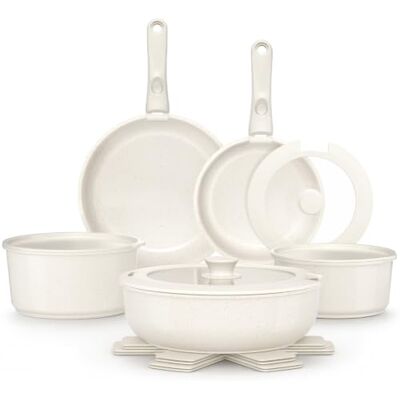 YASHE 15Pcs Nonstick Pans and Pots Set with Detachable Handle, Oven Safe YASHE 15Pcs Nonstick Pans and Pots Set with Detachable Handle, Oven Safe