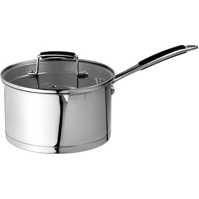 Prochef Stainless Steel Saucepan with Glass Lid, Mirror-Polished, 20cm Diameter, 3L Capacity, Induction Compatible, Oven Safe, Silver Prochef Stainless Steel Saucepan with Glass Lid, Mirror-Polished, 20cm Diameter, 3L Capacity, Induction Compatible, Oven Safe, Silver