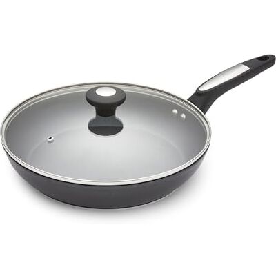 Morphy Richards Lidded Frying Pan, Forged Aluminium Black Ceramica, 28cm, Non Stick Coating, Soft Touch Handles, Suitable for All Hobs, Black, 850700 Morphy Richards Lidded Frying Pan, Forged Aluminium Black Ceramica, 28cm, Non Stick Coating, Soft Touch Handles, Suitable for All Hobs, Black, 850700