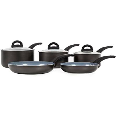 Tower T80303 Cerasure 5 Piece Pan Set with Non-Stick Coating, Suitable for all Hob Types Including Induction, Graphite Tower T80303 Cerasure 5 Piece Pan Set with Non-Stick Coating, Suitable for all Hob Types Including Induction, Graphite