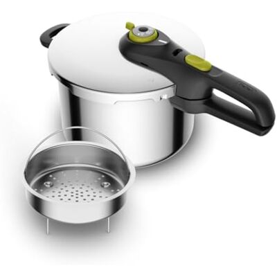 Tefal Secure 5 Neo Stainless Steel Pressure Cooker, 6L, Induction Compatible, Silver, 5 Safety Devices, Durable and Easy to Use, P2530738 Tefal Secure 5 Neo Stainless Steel Pressure Cooker, 6L, Induction Compatible, Silver, 5 Safety Devices, Durable and Easy to Use, P2530738