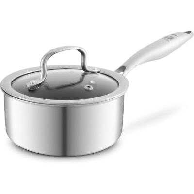 Tower Geo-Clad 18cm Hybrid Saucepan with Glass Lid Tri-Ply Induction Compatible Cookware, CeramiShield™ Non-Stick Coating, Even Heat, Metal Utensil Safe, T900367 Tower Geo-Clad 18cm Hybrid Saucepan with Glass Lid Tri-Ply Induction Compatible Cookware, CeramiShield™ Non-Stick Coating, Even Heat, Metal Utensil Safe, T900367