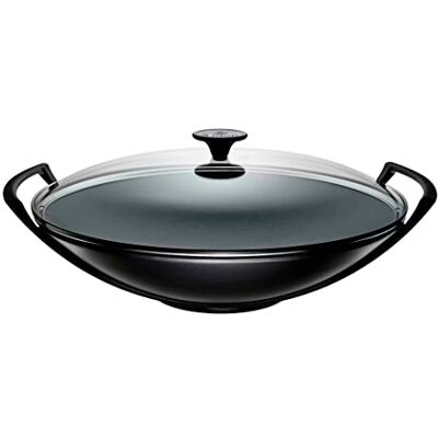 LE CREUSET Cast Iron Wok with Glass Lid, 36 cm, 4.5 L, Matte Black, 25304360000460 LE CREUSET Cast Iron Wok with Glass Lid, 36 cm, 4.5 L, Matte Black, 25304360000460