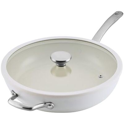 Circulon Halo with LaserDefense 30cm Induction Hob Ceramic Non Stick Frying Pan with Lid – Made Without PFAS, Non Toxic Ceramic Cookware, Dishwasher & Oven Safe Skillet Pan- Pearl White Circulon Halo with LaserDefense 30cm Induction Hob Ceramic Non Stick Frying Pan with Lid – Made Without PFAS, Non Toxic Ceramic Cookware, Dishwasher & Oven Safe Skillet Pan- Pearl White