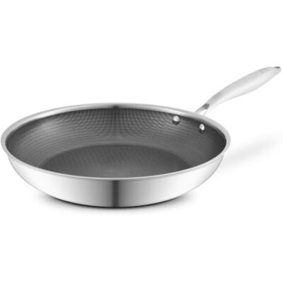 Tower Ti-Clad 28cm Hybrid Frying Pan Titanium-Infused Tri-Ply Induction Cookware, CeramiShield™ Pro Non-Stick, Enhanced Browning, Metal Utensil Safe, T900333GRY Tower Ti-Clad 28cm Hybrid Frying Pan Titanium-Infused Tri-Ply Induction Cookware, CeramiShield™ Pro Non-Stick, Enhanced Browning, Metal Utensil Safe, T900333GRY