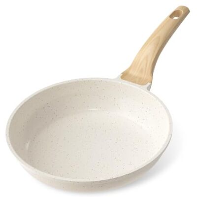 YASHE 24cm Nonstick Frying Pan, Granite Coating Skillet for Eggs, Pancakes and Bacon, Induction Compatible, Easy to Clean, PFOA-Free with Stay-Cool Handle, White YASHE 24cm Nonstick Frying Pan, Granite Coating Skillet for Eggs, Pancakes and Bacon, Induction Compatible, Easy to Clean, PFOA-Free with Stay-Cool Handle, White