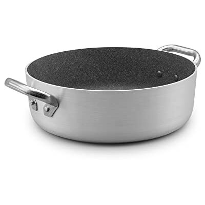 Baldassare Agnelli Pentole Agnelli ALSA106GPI32 Shark Skin Induction Line, Low Saucepan, Non-Stick, with 2 Stainless Steel Handles, 32 cm Baldassare Agnelli Pentole Agnelli ALSA106GPI32 Shark Skin Induction Line, Low Saucepan, Non-Stick, with 2 Stainless Steel Handles, 32 cm