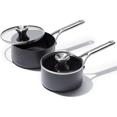 OXO Ceramic Non‑Stick Professional Saucepan Set with Lids (16 cm/1.6 L & 18 cm/2.1 L) – Diamond‑Reinforced No-PFAS Ceramic, Induction‑Ready Bases, Oven Safe to 200°C, Dishwasher Safe OXO Ceramic Non‑Stick Professional Saucepan Set with Lids (16 cm/1.6 L & 18 cm/2.1 L) – Diamond‑Reinforced No-PFAS Ceramic, Induction‑Ready Bases, Oven Safe to 200°C, Dishwasher Safe