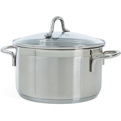 BK Vision 18/10 Stainless Steel Soup Pot with Glass Lid Diameter 24 cm / 6 L Suitable for Induction Cookers Oven Safe up to 220 °C Dishwasher Safe Highly Polished Silver BK Vision 18/10 Stainless Steel Soup Pot with Glass Lid Diameter 24 cm / 6 L Suitable for Induction Cookers Oven Safe up to 220 °C Dishwasher Safe Highly Polished Silver