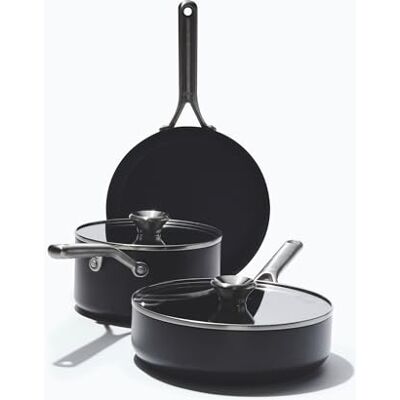 OXO Ceramic Non‑Stick Professional 5‑Piece Pots and Pans Starter Set – Diamond‑Reinforced No-PFAS Ceramic, Induction‑Ready Bases, Tempered Glass Lids, Oven Safe to 200°C, Dishwasher Safe OXO Ceramic Non‑Stick Professional 5‑Piece Pots and Pans Starter Set – Diamond‑Reinforced No-PFAS Ceramic, Induction‑Ready Bases, Tempered Glass Lids, Oven Safe to 200°C, Dishwasher Safe
